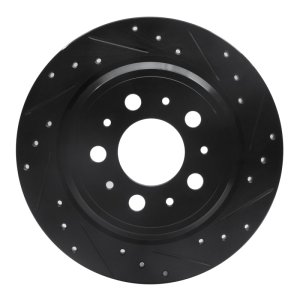 Volvo V70 Brake Rotor (1) - Rear Right - R1 Concepts - Drilled & Slotted - Black - `99-`09